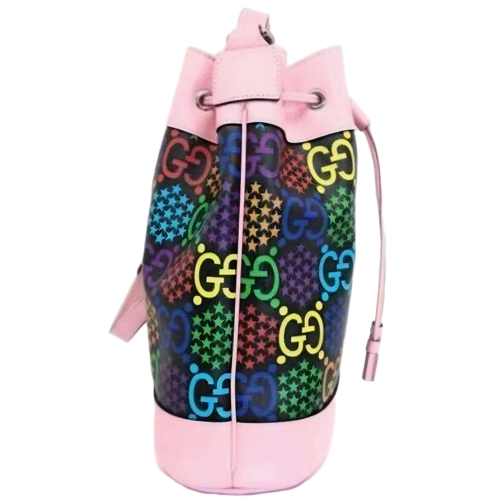 Gucci Psychedelic Multicolor Print Bucket Bag Pink with Drawstring (EUC) - Picture 4 of 16